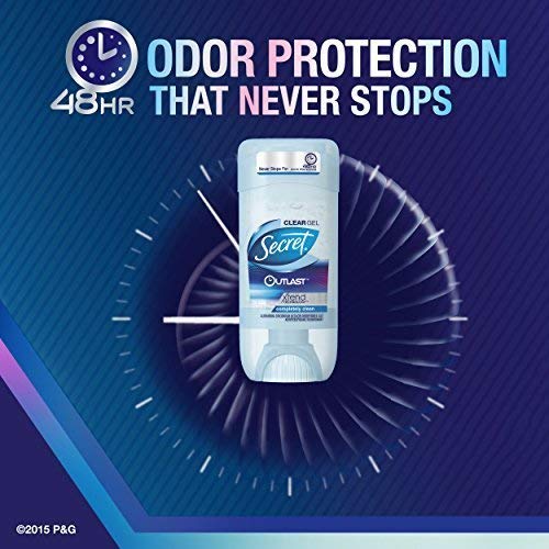 Secret Outlast clear gel label closeup featuring the Completely Clean scent