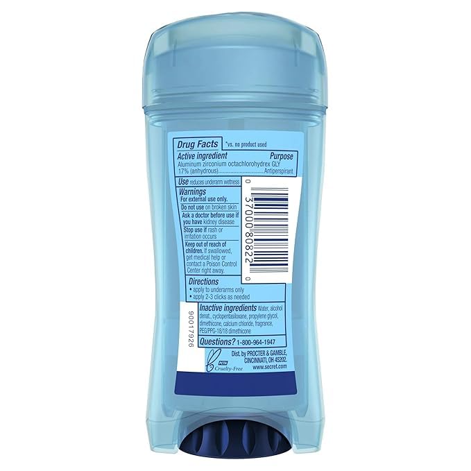 Secret Outlast clear gel three-pack display highlights value and protection.