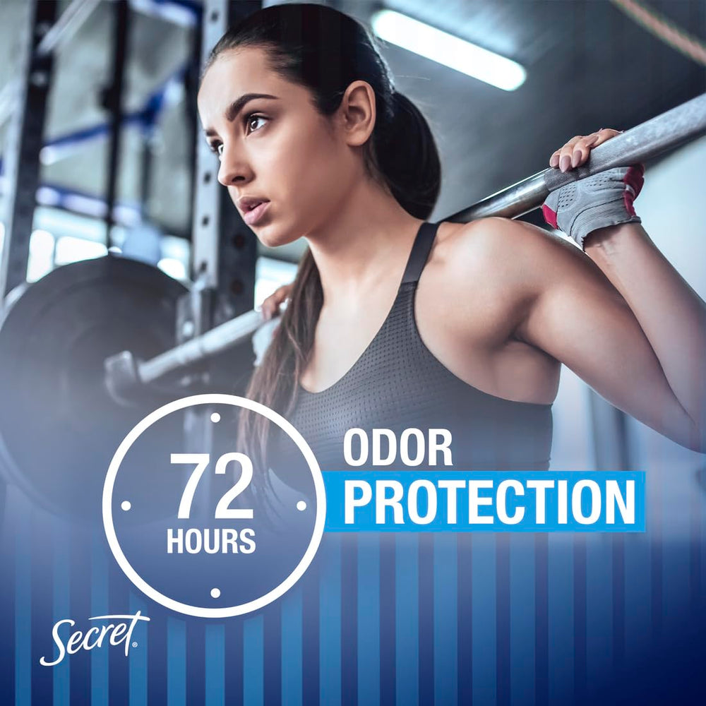 Secret Outlast Clear Gel no white marks on fabric illustration emphasizes invisibility.