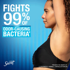 Secret Outlast Protecting Powder label highlights all-day odor protection.