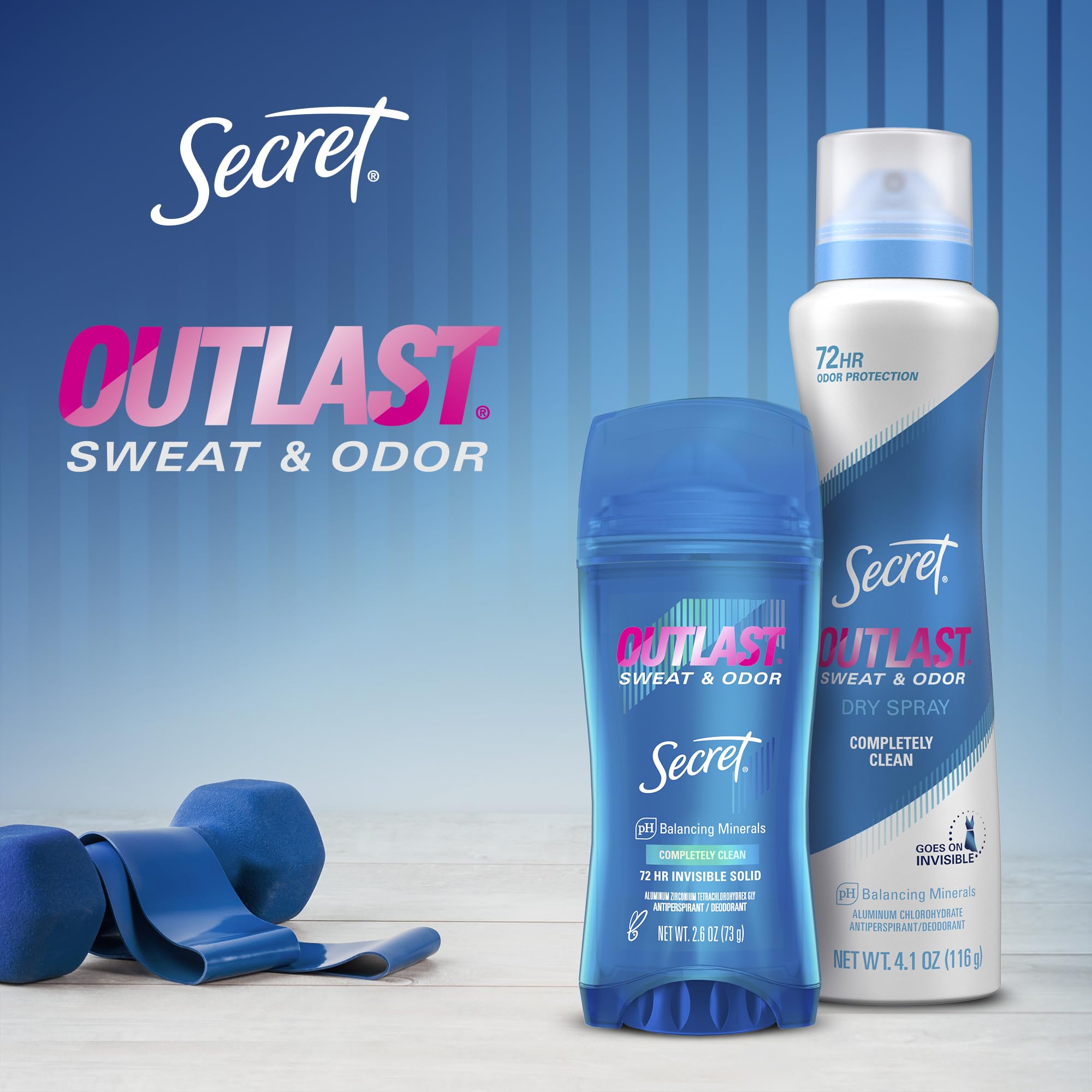 Secret Outlast skin-friendly formula shown for gentle daily use.
