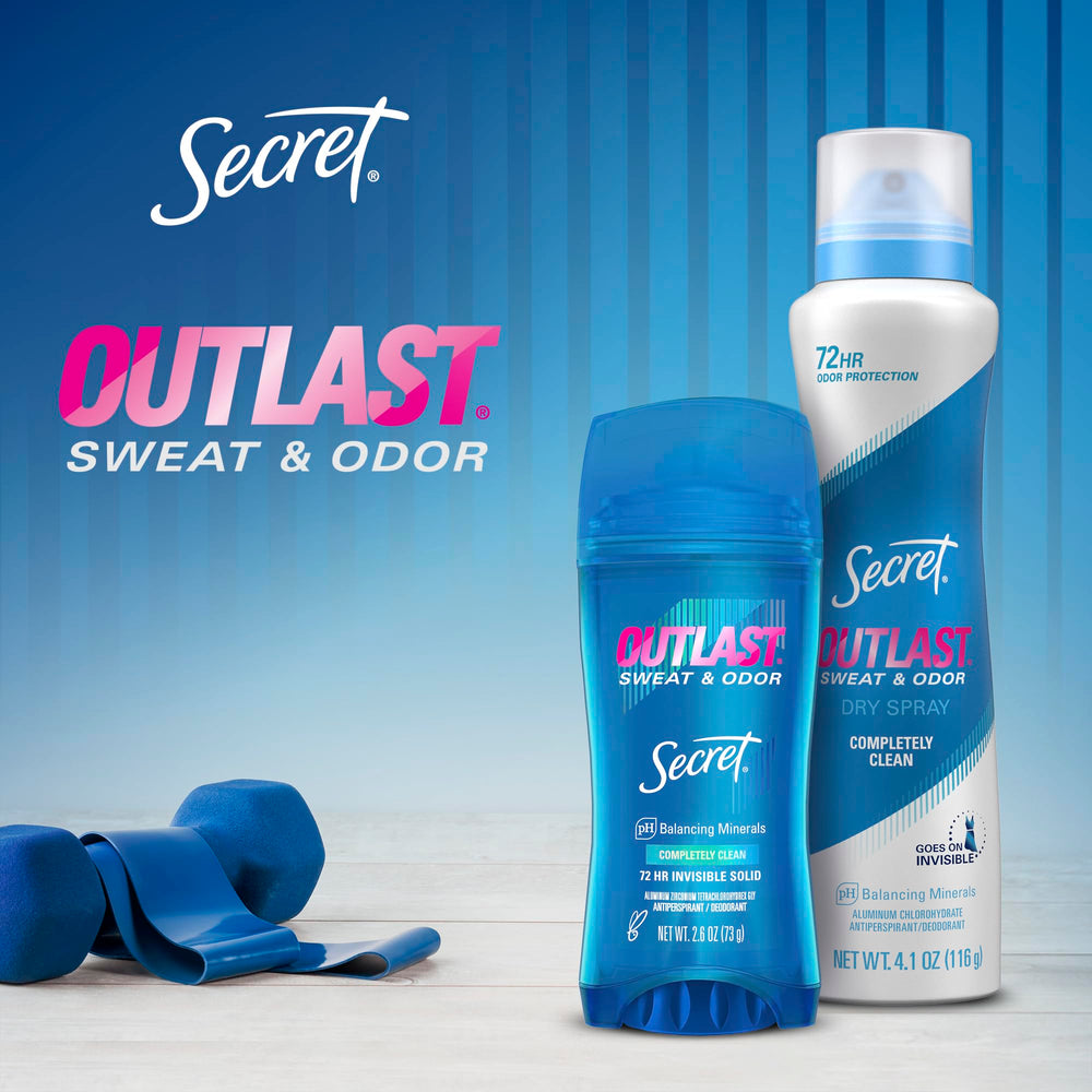 Secret Outlast skin-friendly formula shown for gentle daily use.
