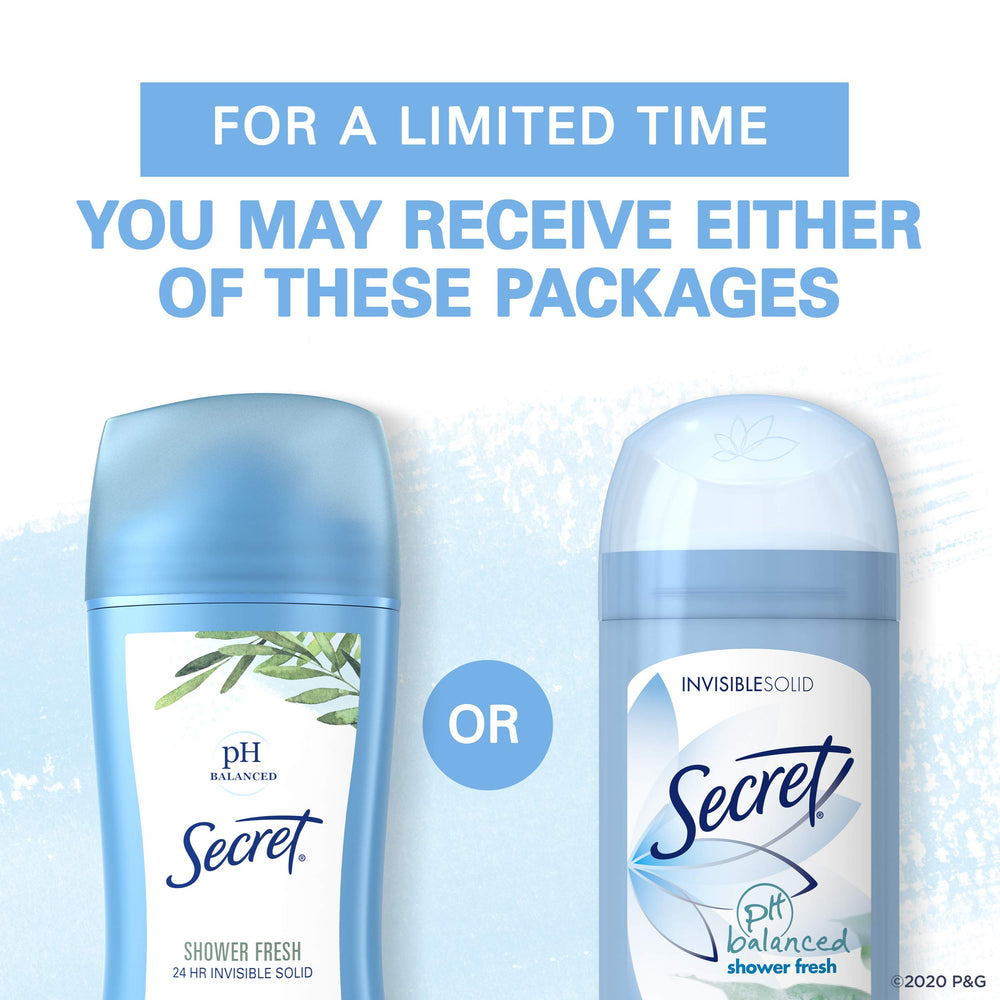 Secret Shower Fresh underarm application demonstrates gentle, long-lasting scent for daily confidence.