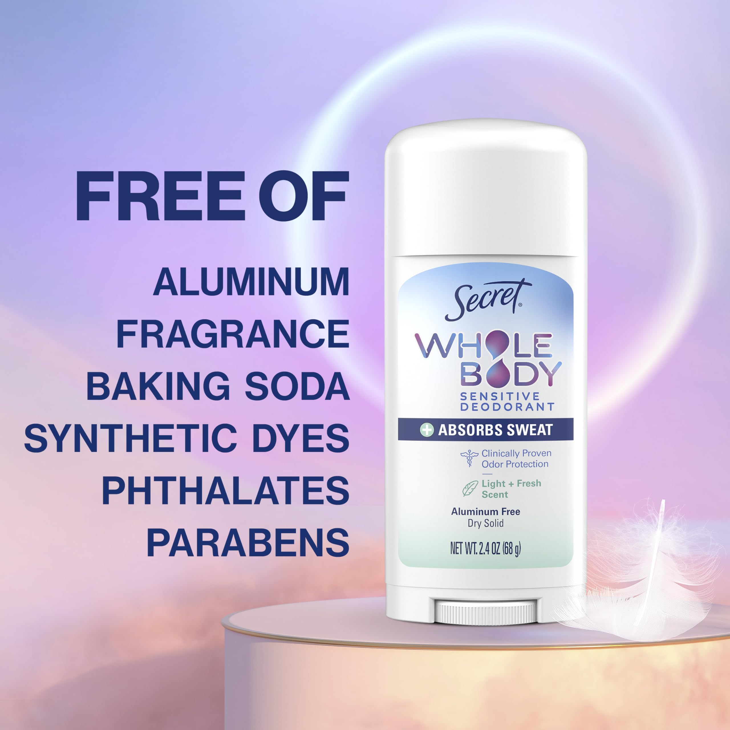 Secret Whole Body Deodorant Dry Feel Stick underboobs to prevent chafing.