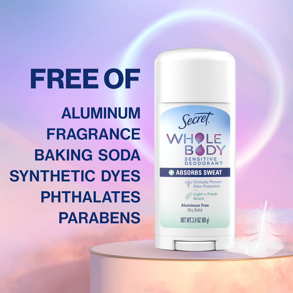 Secret Whole Body Deodorant Dry Feel Stick underboobs to prevent chafing.