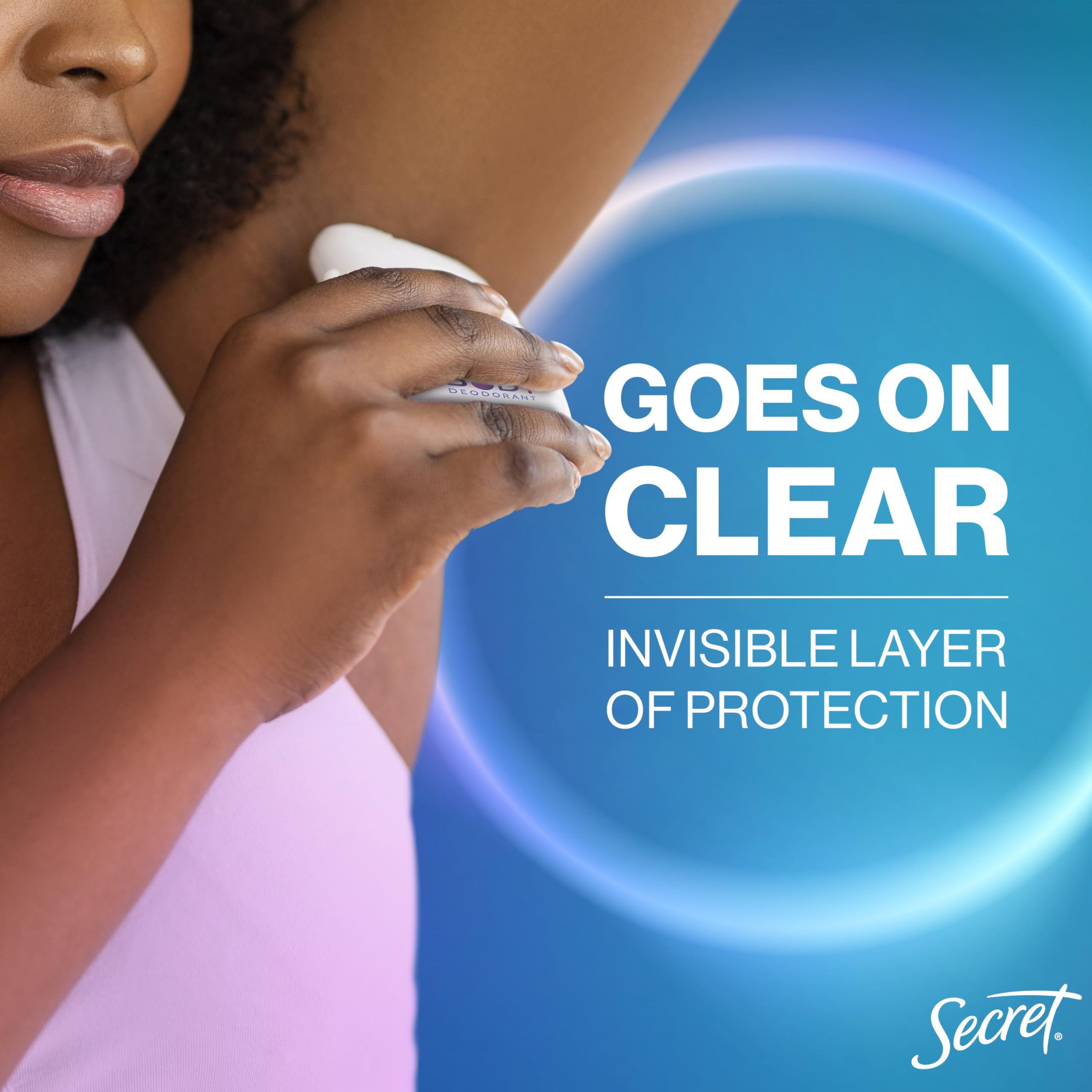 Secret Whole Body Deodorant Stick unscented clear coverage leaves no visible residue.