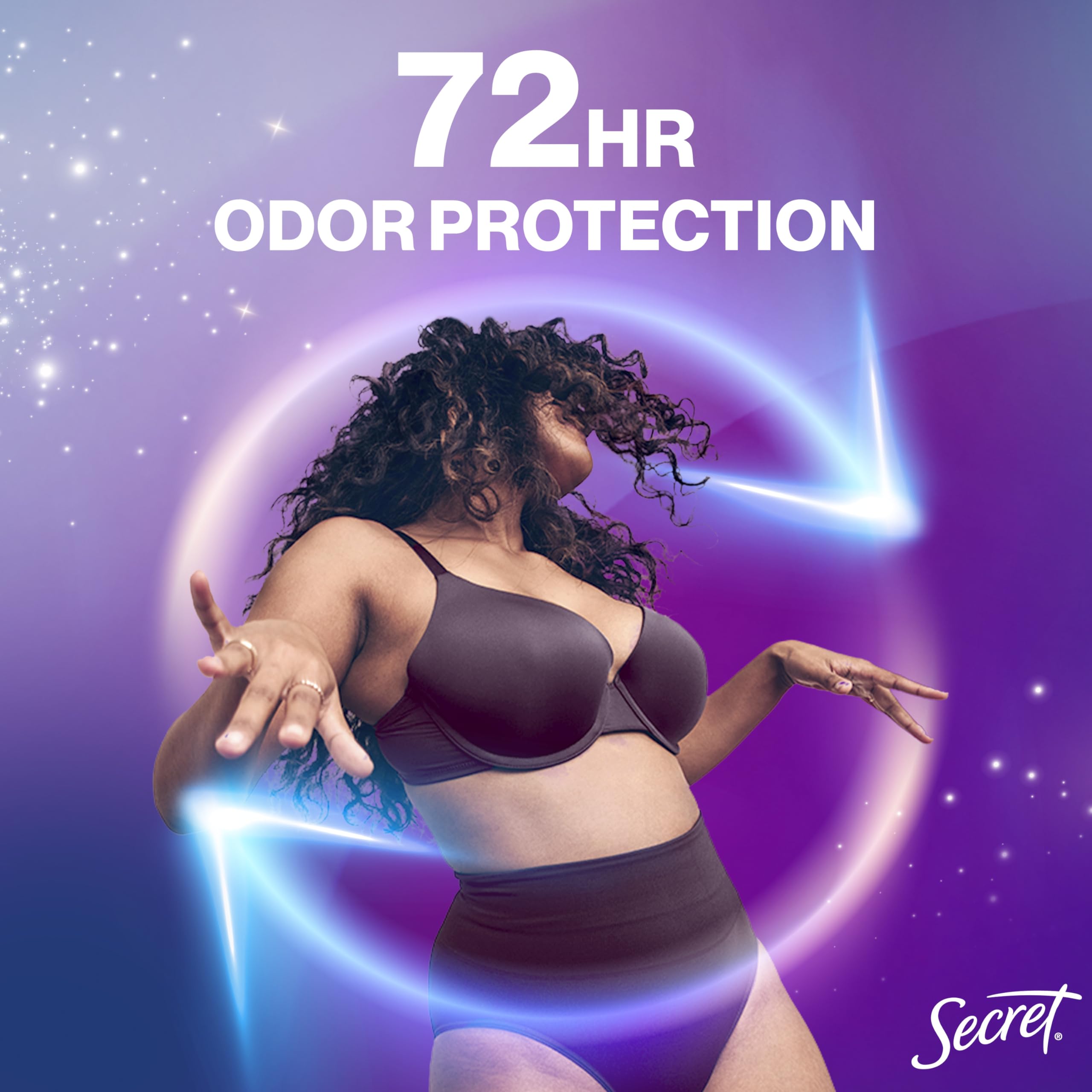 Secret Whole Body Deodorant Stick unscented dermatologist-tested formula for sensitive skin.