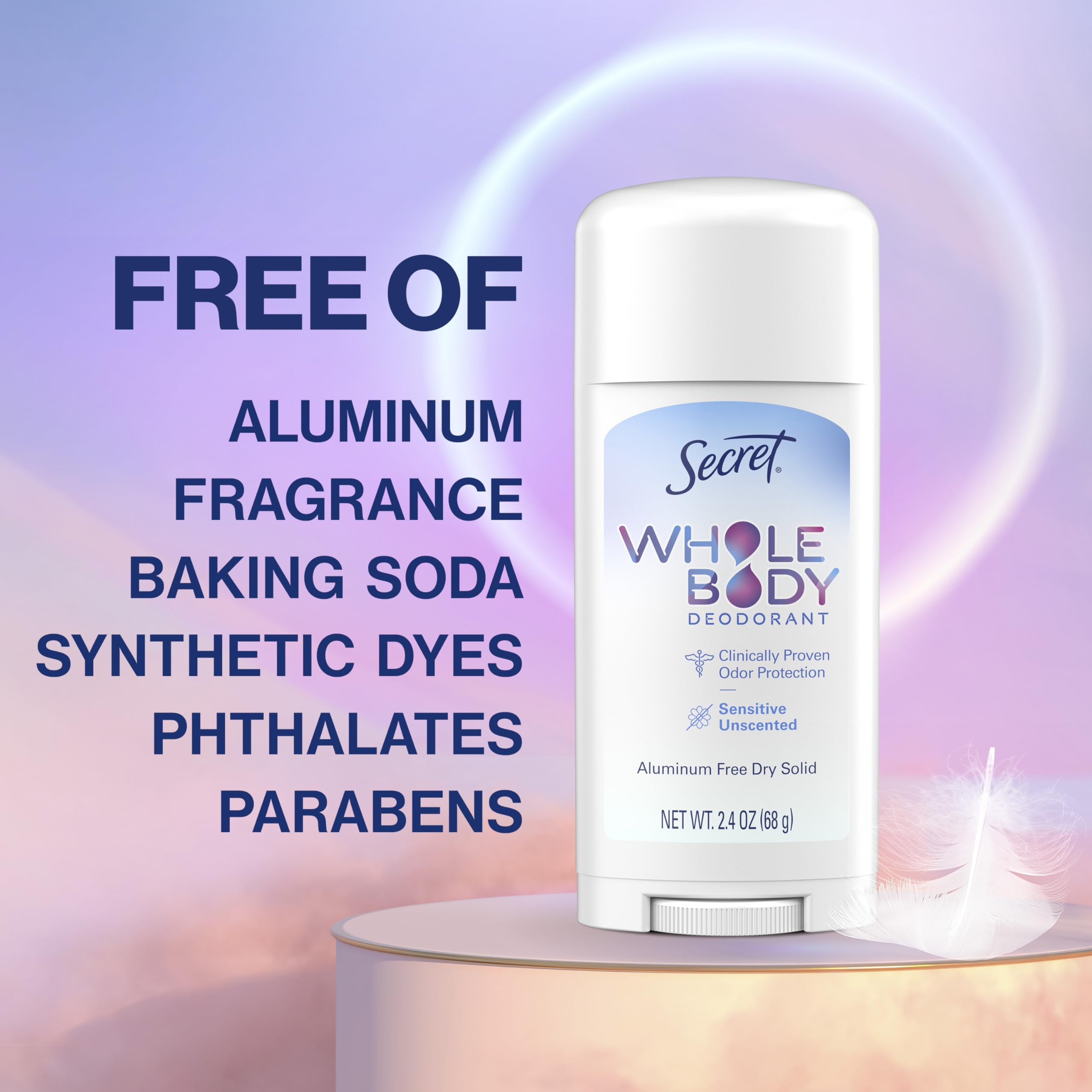 Secret Whole Body Deodorant Stick unscented feet helps keep footwear fresh.