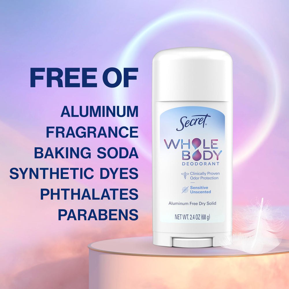 Secret Whole Body Deodorant Stick unscented feet helps keep footwear fresh.