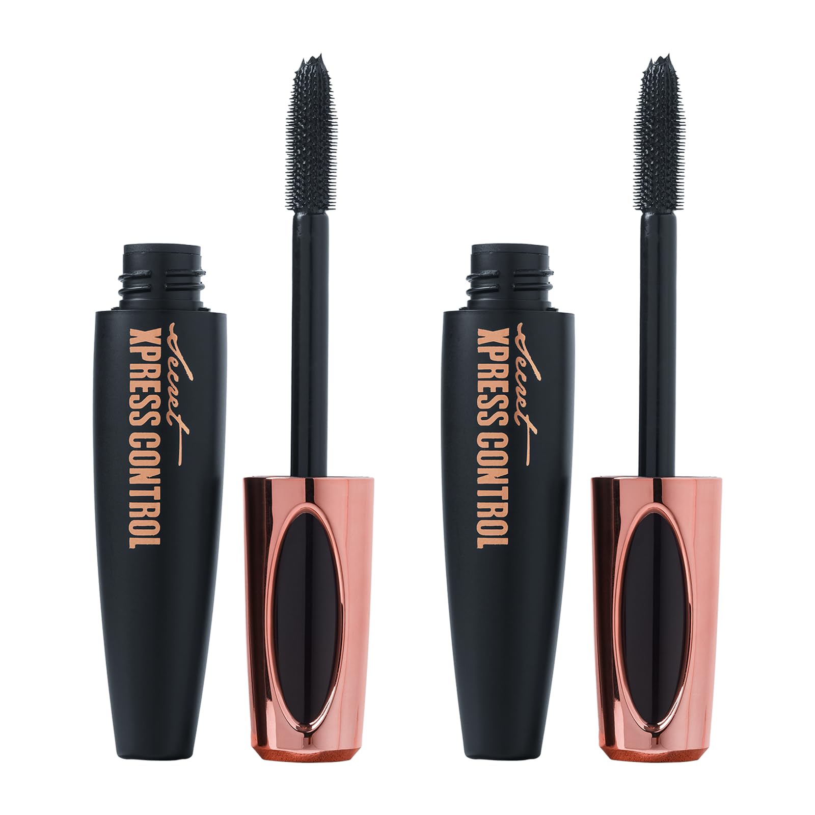 Secret Xpress Control 4D Silk Fiber Mascara two-pack with application brush builds dramatic volume