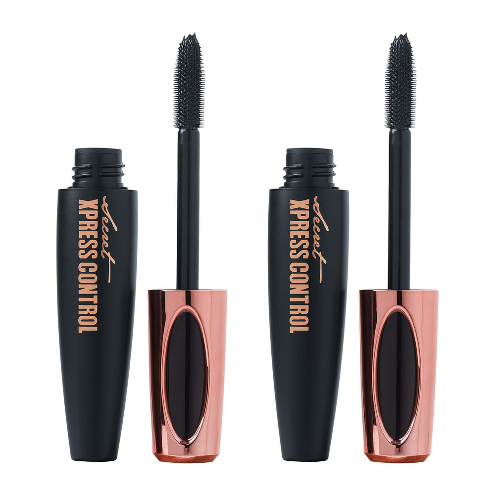 Secret Xpress Control 4D Silk Fiber Mascara two-pack with application brush builds dramatic volume