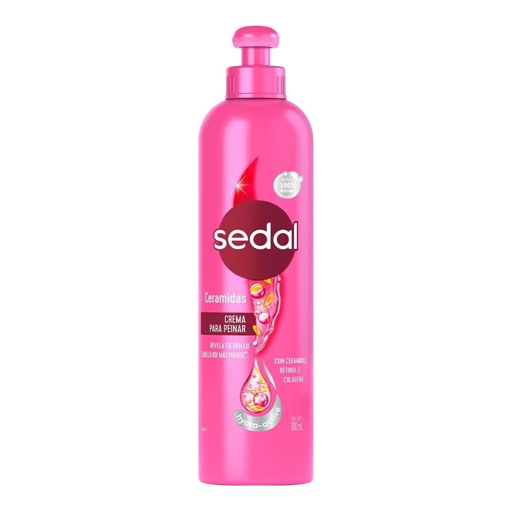Sedal S.O.S. Ceramides bottle shows two-pack styling cream for smooth, frizz-control results