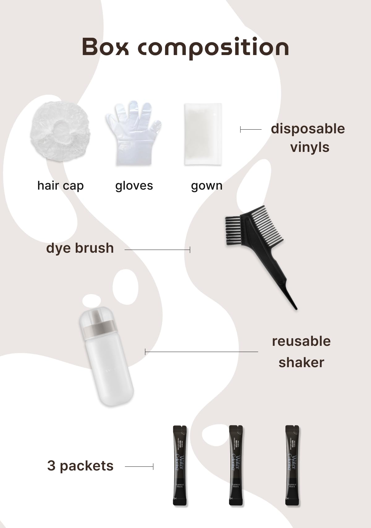 SEEDBEE included kit components: 3 powder packets, shaker, brush, and tools.