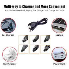 SEEHOM 5V charger cord universal plugs close-up with six adapters for wide device compatibility.