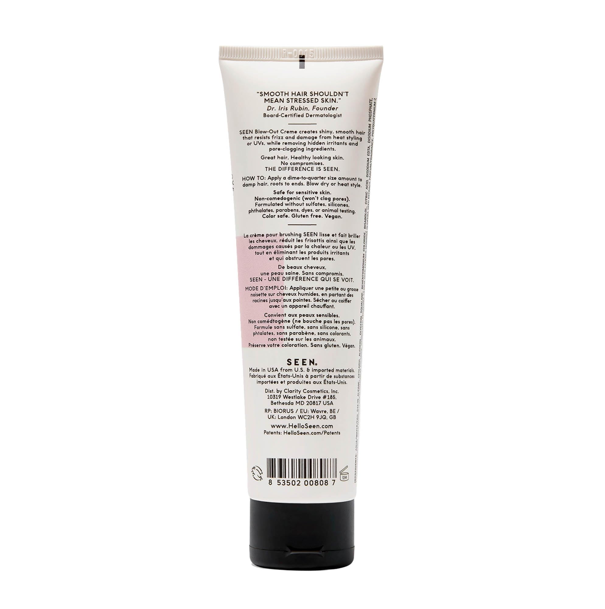 SEEN Blow-Out Creme hair shine on strands with heat protection.
