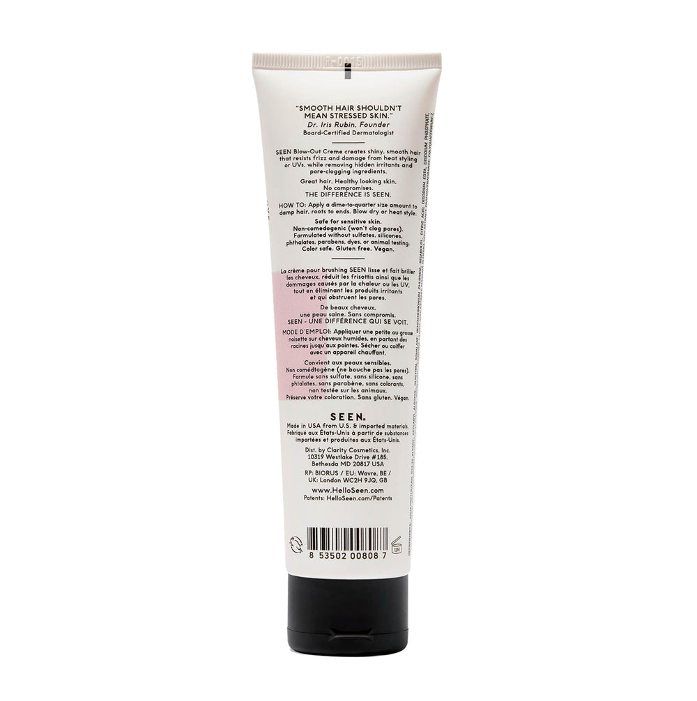 SEEN Blow-Out Creme hair shine on strands with heat protection.