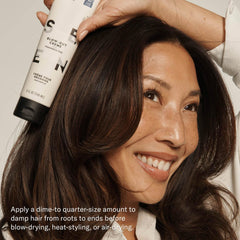 SEEN Blow-Out Creme heat protection-apply shows shielding up to 450°F