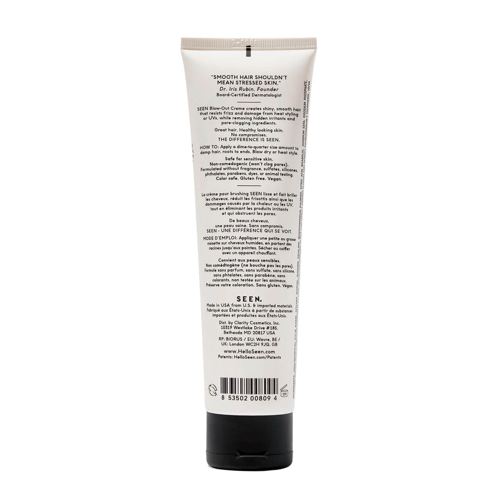 SEEN Blow-Out Creme skin-safe-application indicates non-irritating use on sensitive skin
