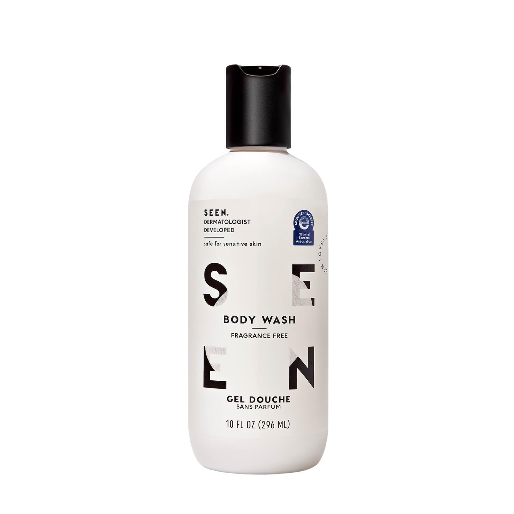 SEEN Body Wash fragrance-free bottle for sensitive skin