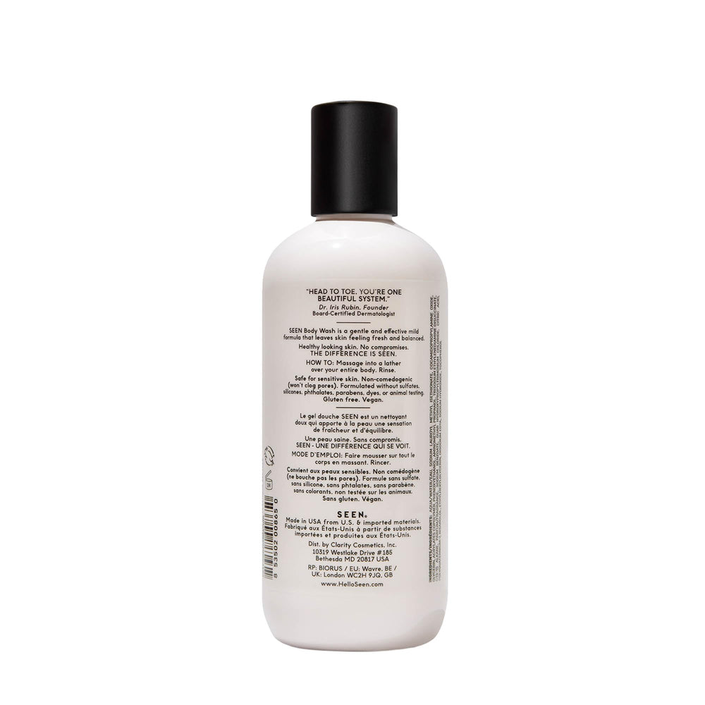 SEEN Body Wash glycerin image emphasizes hydration without clogging pores