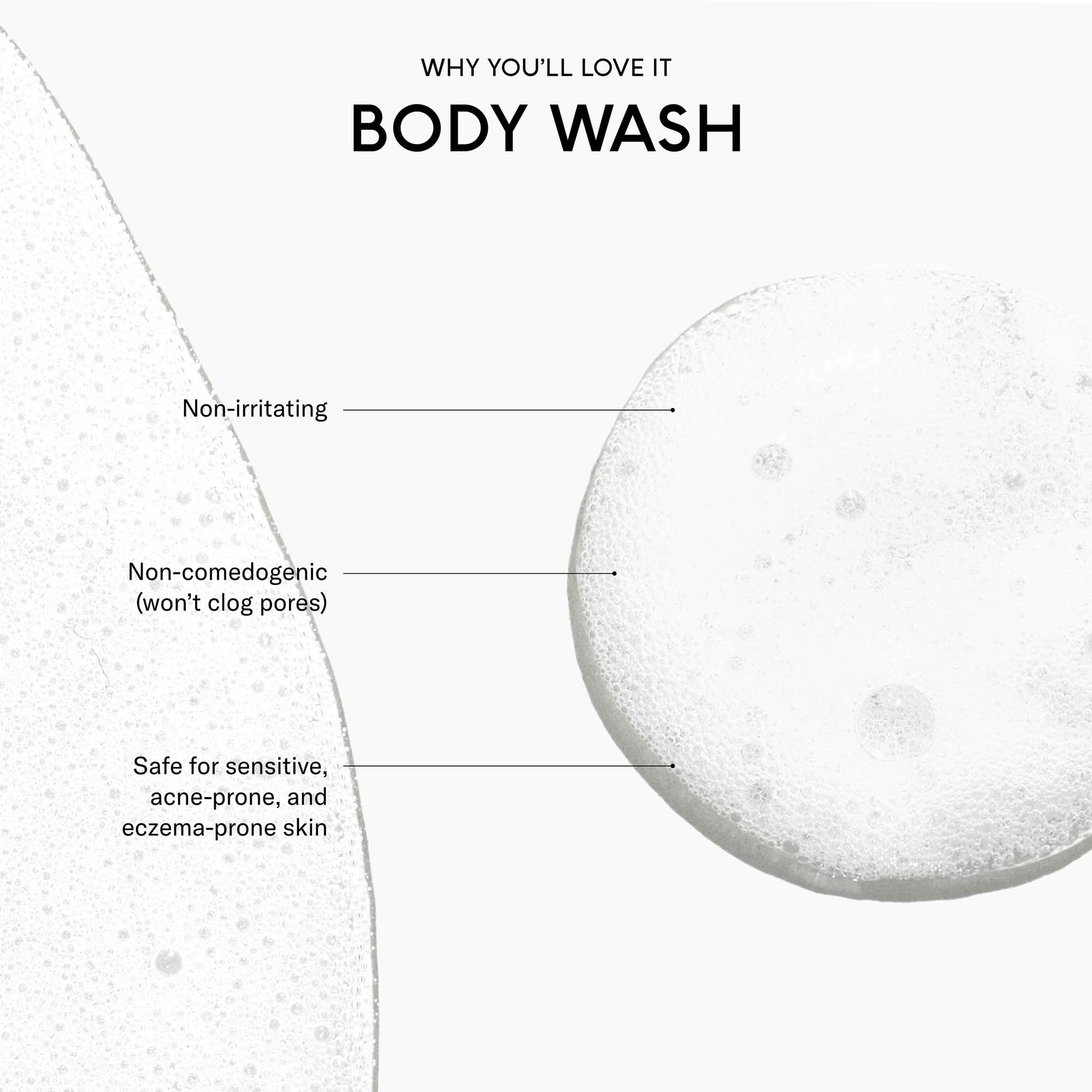 SEEN Body Wash hemisqualane shot communicates gentle yet effective cleansing
