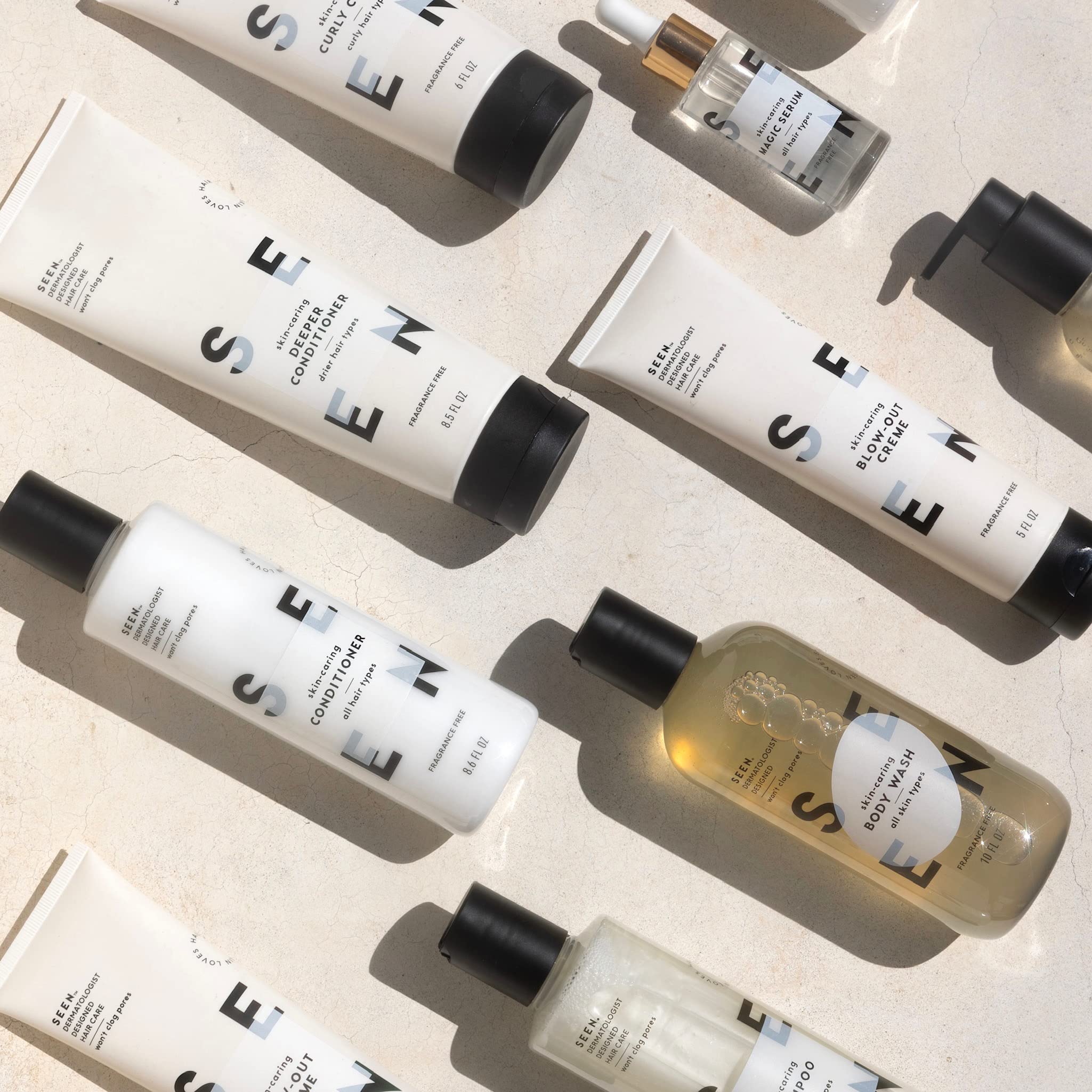 SEEN conditioner close-up reveals smooth texture for post-shower styling