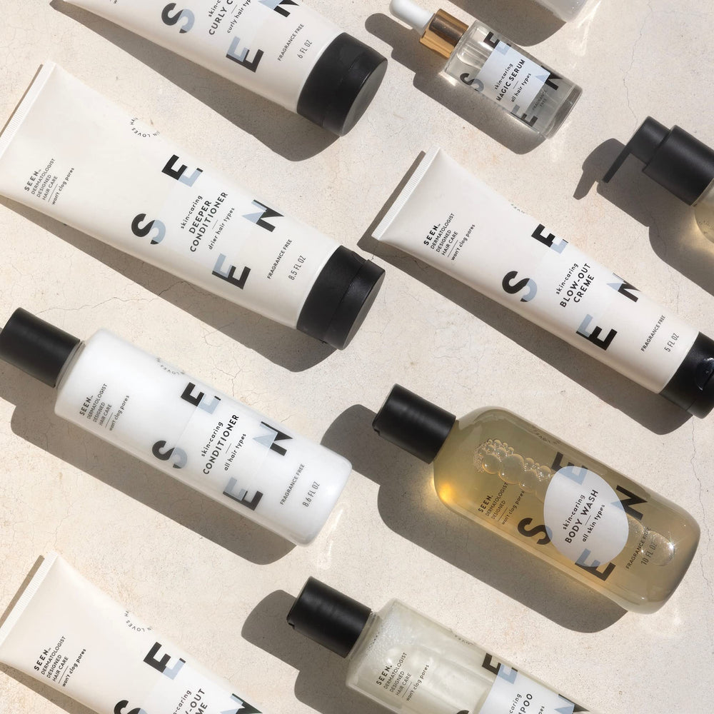 SEEN conditioner close-up reveals smooth texture for post-shower styling