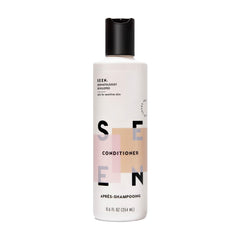 SEEN Conditioner scented bottle highlighting frizz control and detangling benefits.