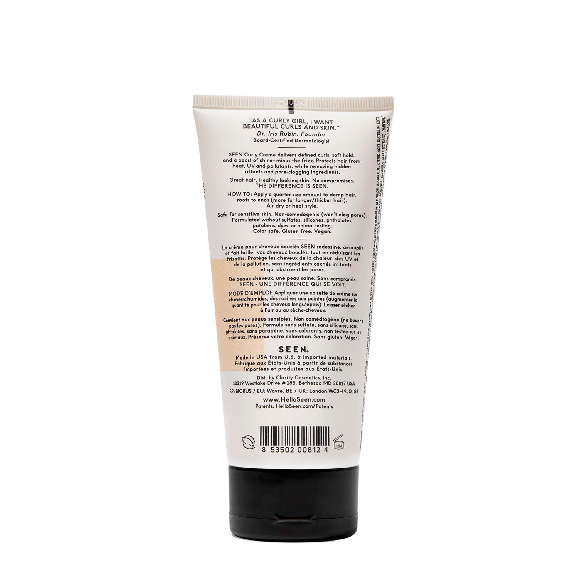 SEEN Curly Creme during heat styling showing heat protection up to 450°F.