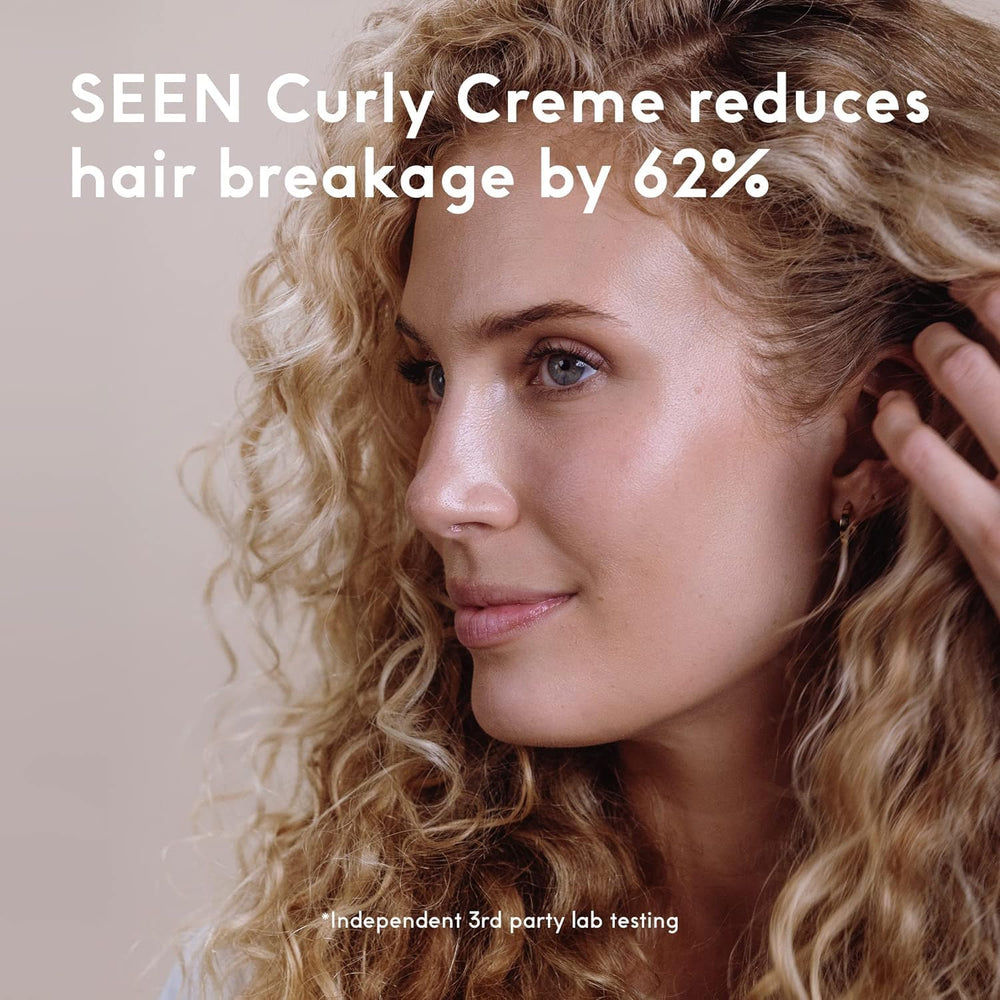 SEEN Curly On The Go Kit travel sizes packaging highlights compact, fragrance-free care.