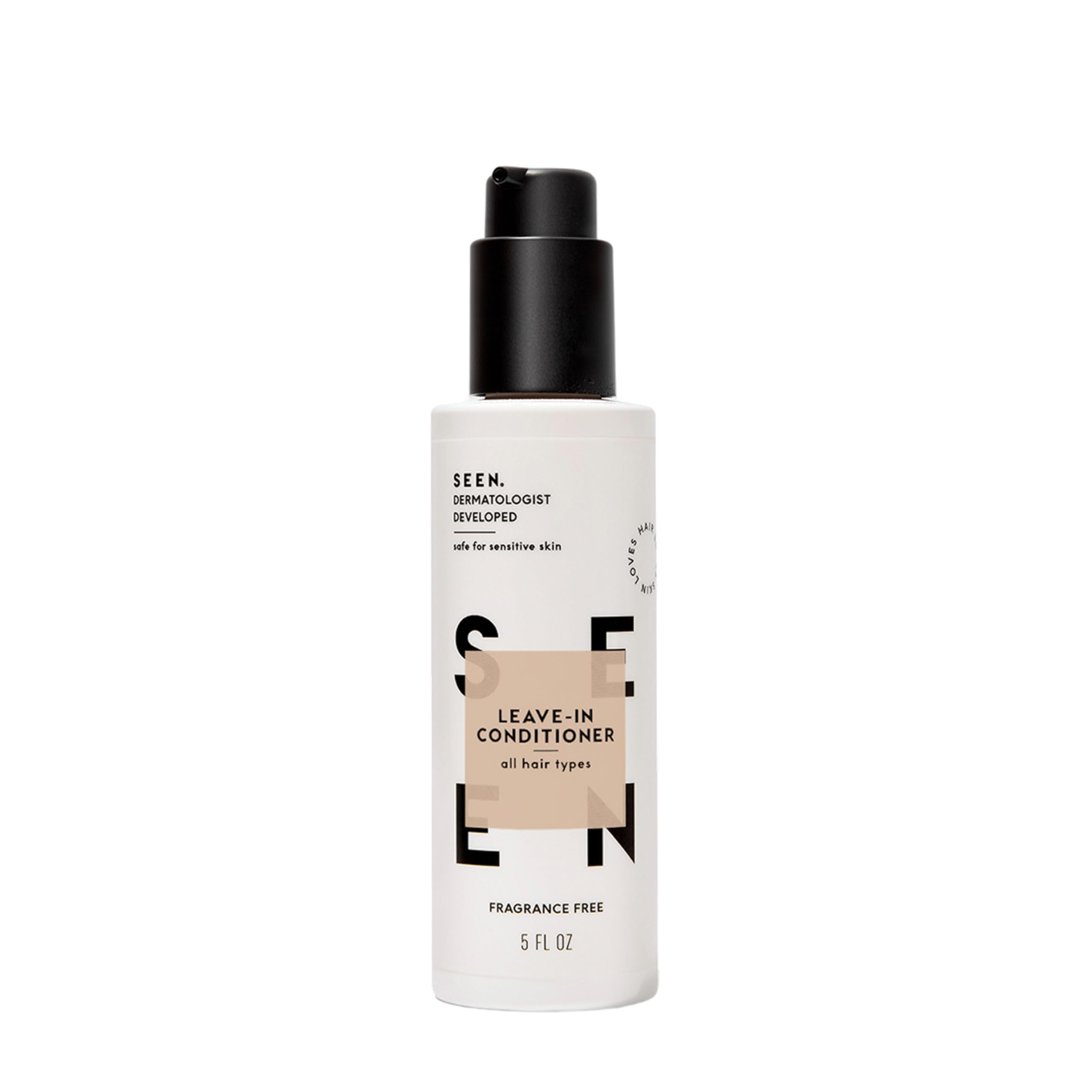 SEEN leave-in conditioner bottle with spray mist for lightweight hydration and detangling
