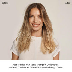 SEEN hemisqualane ingredient image showing frizz reduction and smoothness