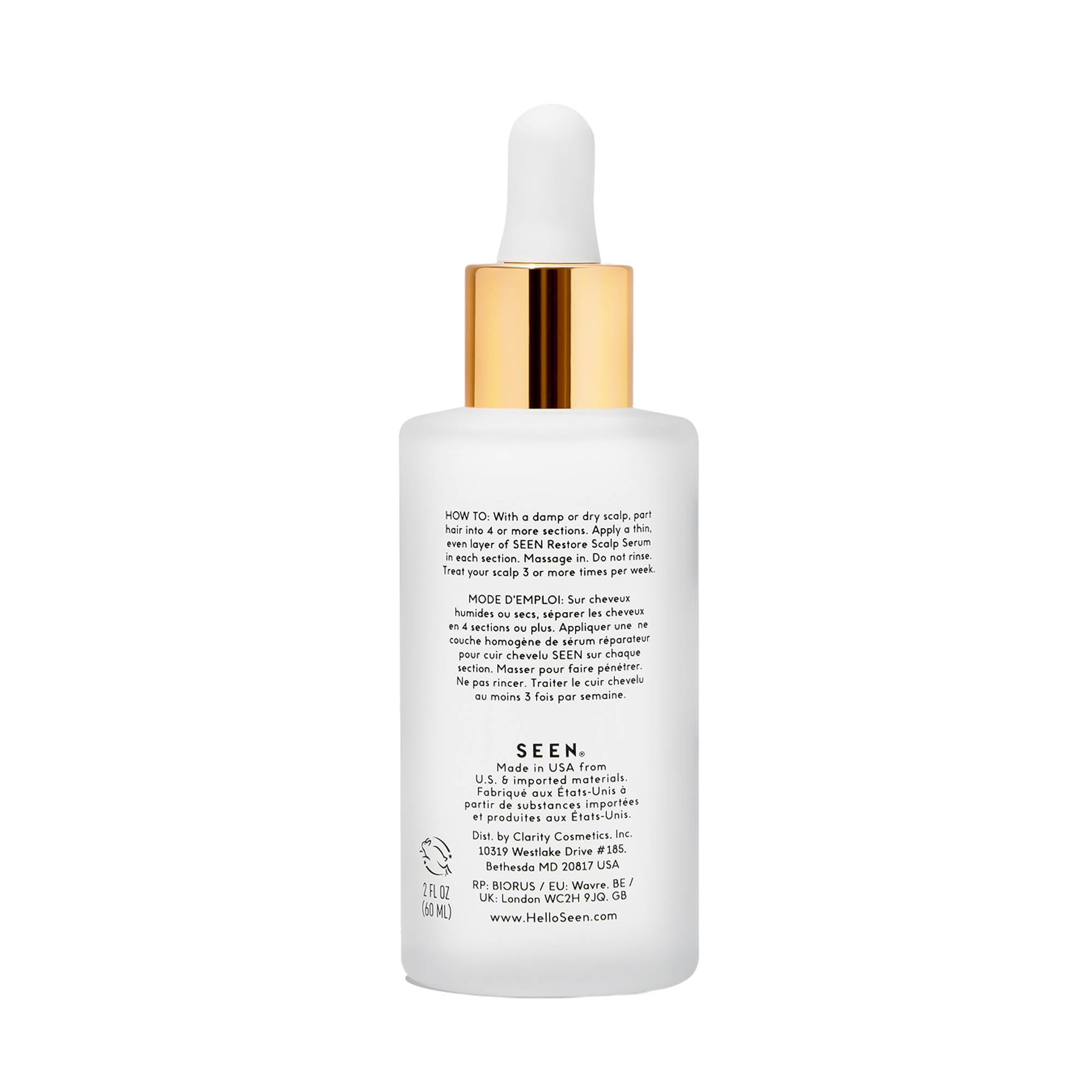 SEEN Restore Scalp Serum application close-up with non-greasy finish