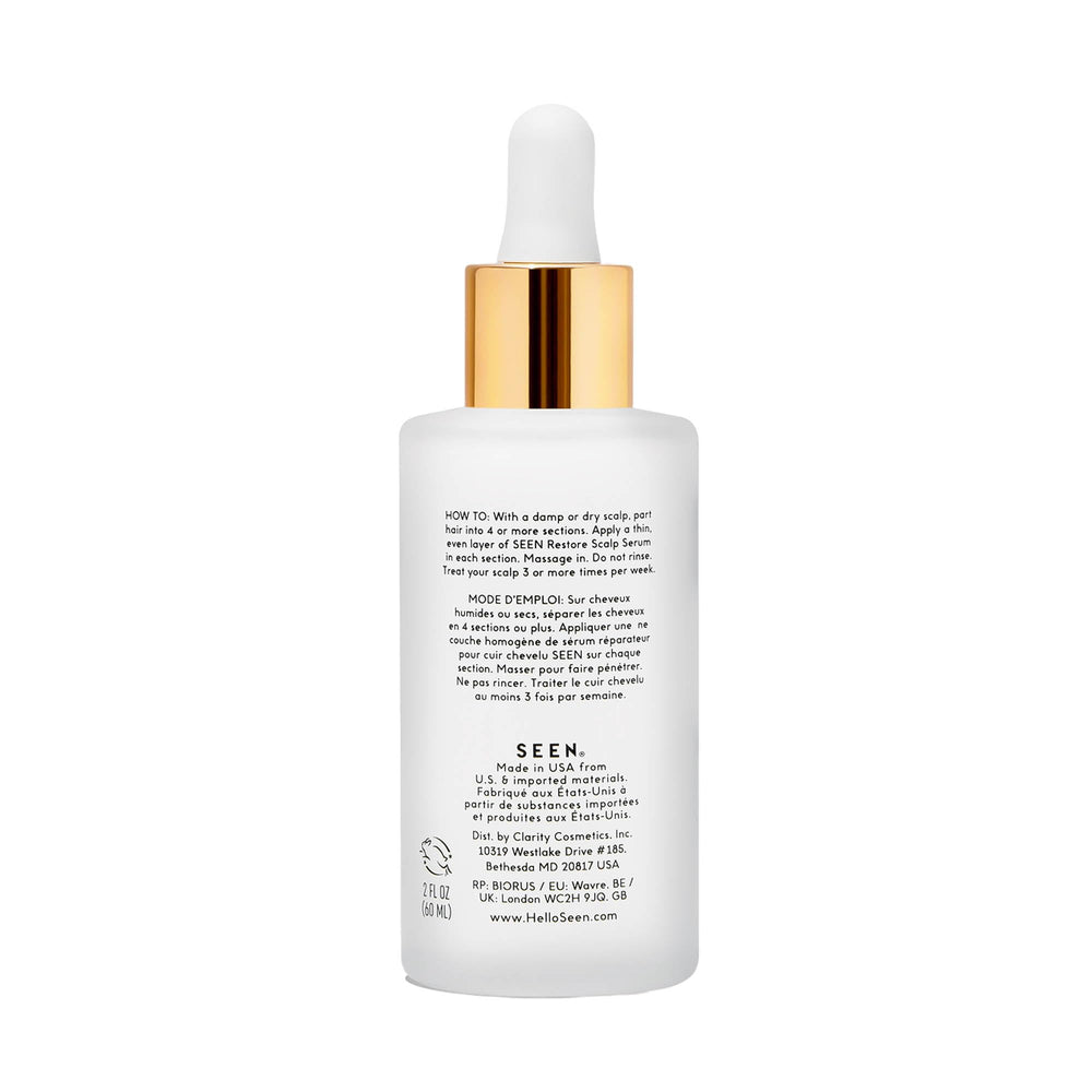 SEEN Restore Scalp Serum application close-up with non-greasy finish