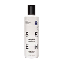 SEEN Shampoo fragrance free bottle pour for sensitive skin showing gentle cleansing