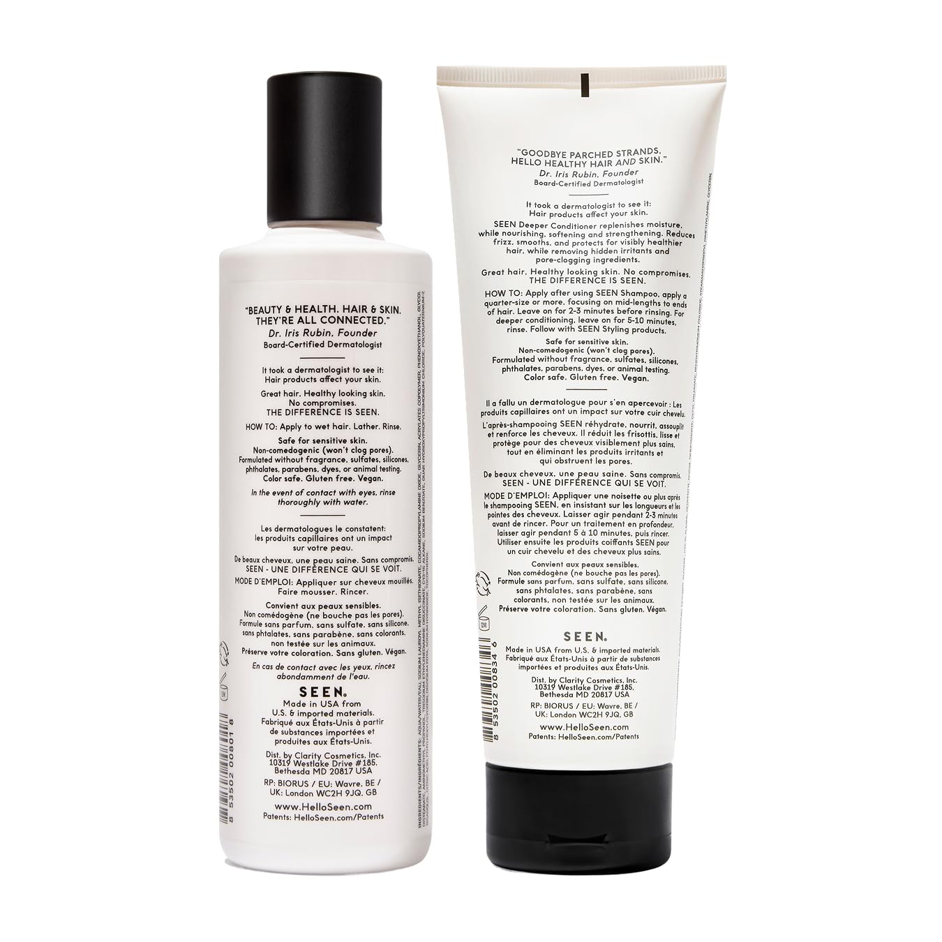 SEEN Shampoo hemisqualane ingredient highlight of frizz-reducing protection.