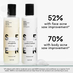 SEEN Travel Trio fragrance-free label close-up indicates a clean routine.