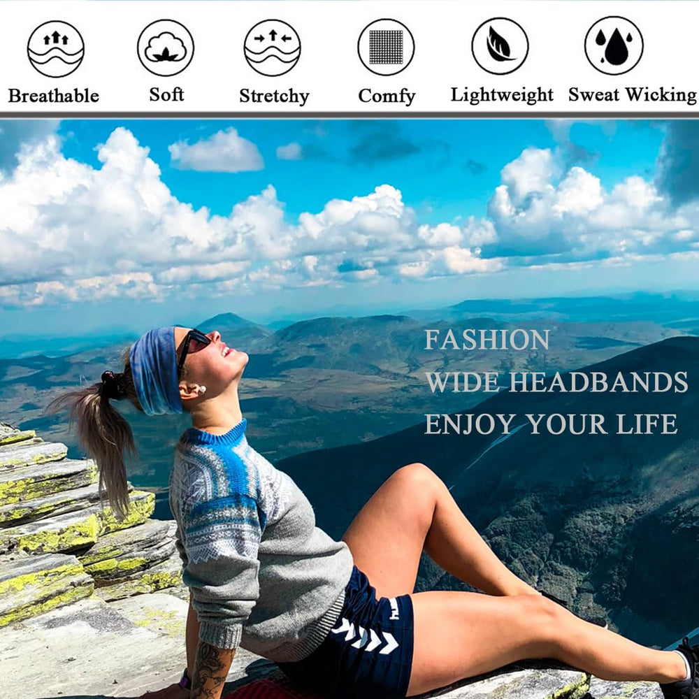 Sefiinh tie-dye headbands worn for workouts maintain sweat-wicking style