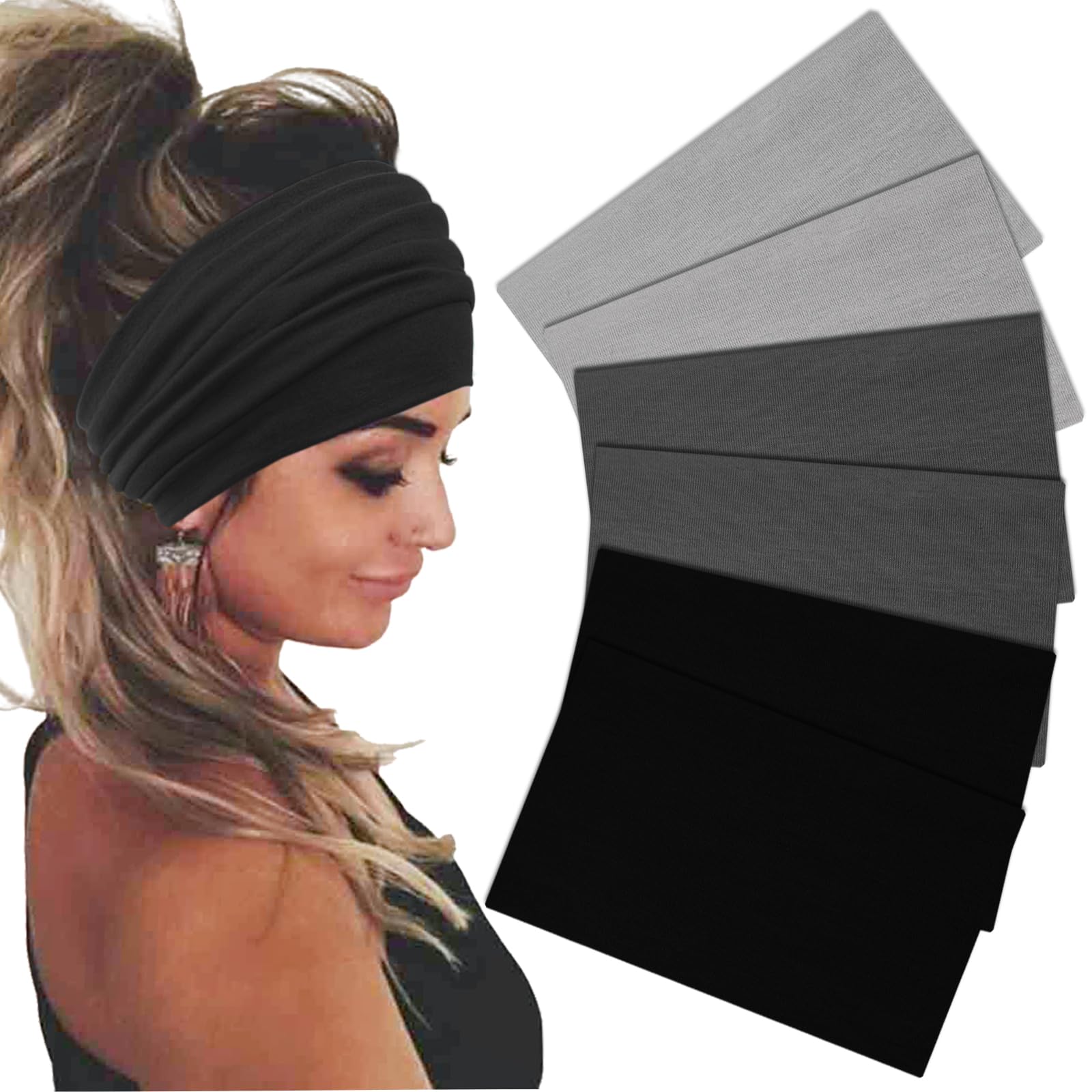 Sefiinh wide headbands in black show comfortable stretch for all-day wear