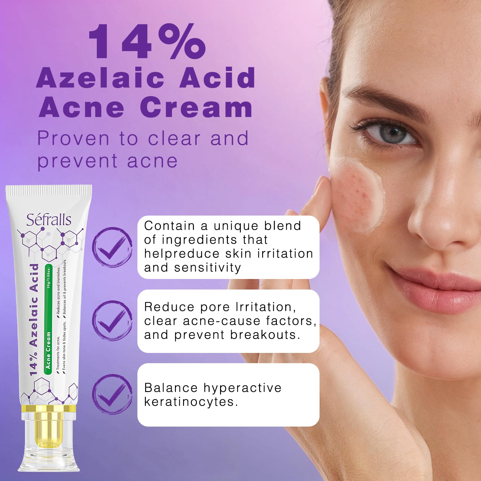 Sefralls azelaic acid cream application routine for smoother, balanced skin.