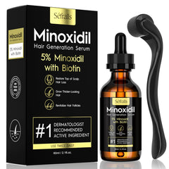 Sefralls Minoxidil hair growth oil bottle closeup, supporting daily scalp regrowth potential.