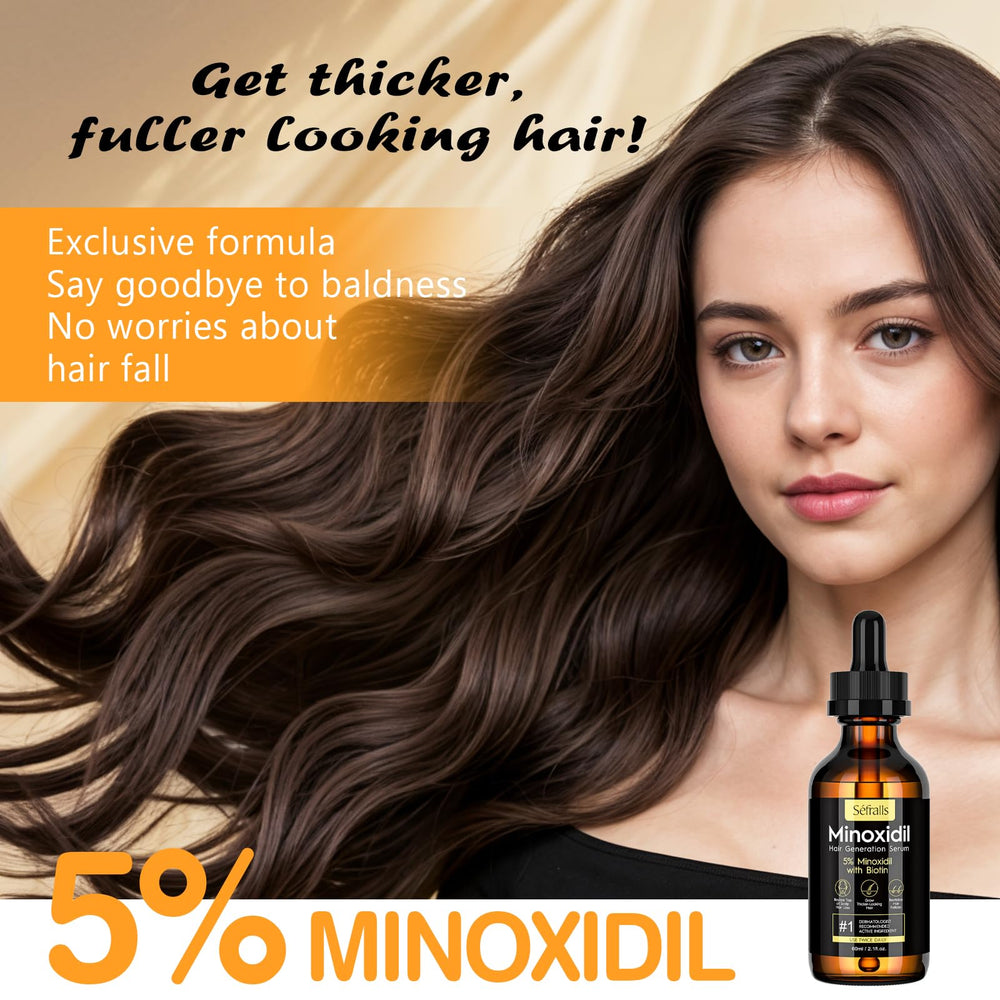 Sefralls Minoxidil oil drops on the scalp illustrate targeted application for thicker look.