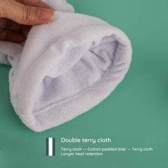 Washable Segbeauty mitt demonstrates easy post-wax maintenance and reuse.