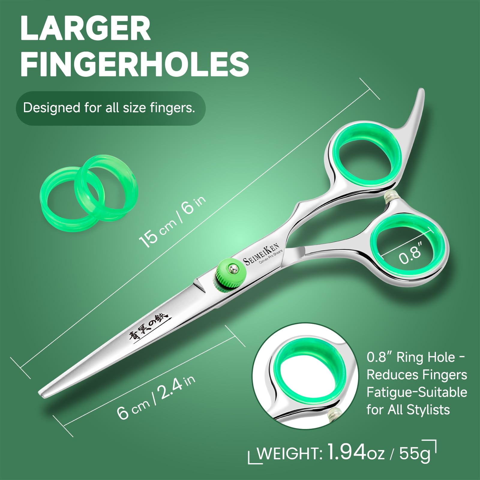 SEIMEIKEN hair cutting scissors offset grip reduces fatigue during long styling sessions