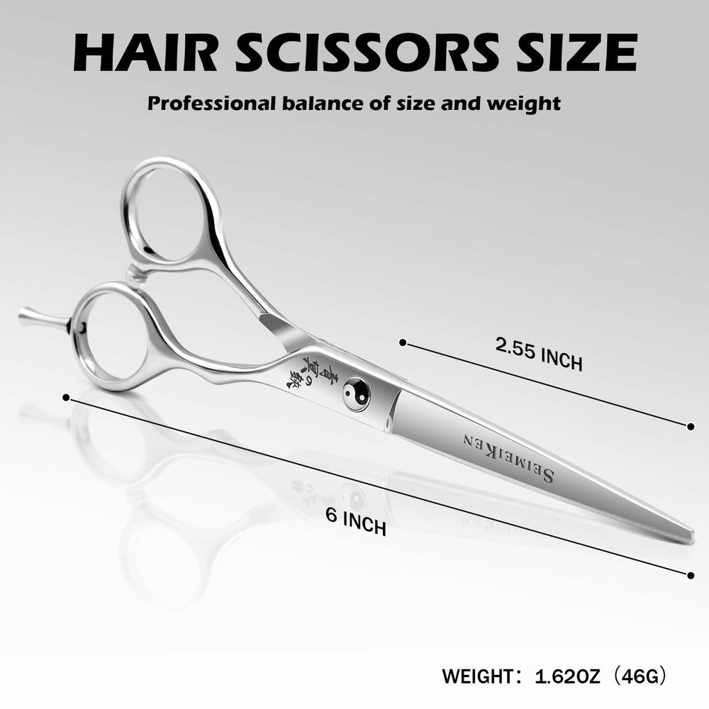 SEIMEIKEN professional hair-cutting scissors 440C steel for smooth cuts.