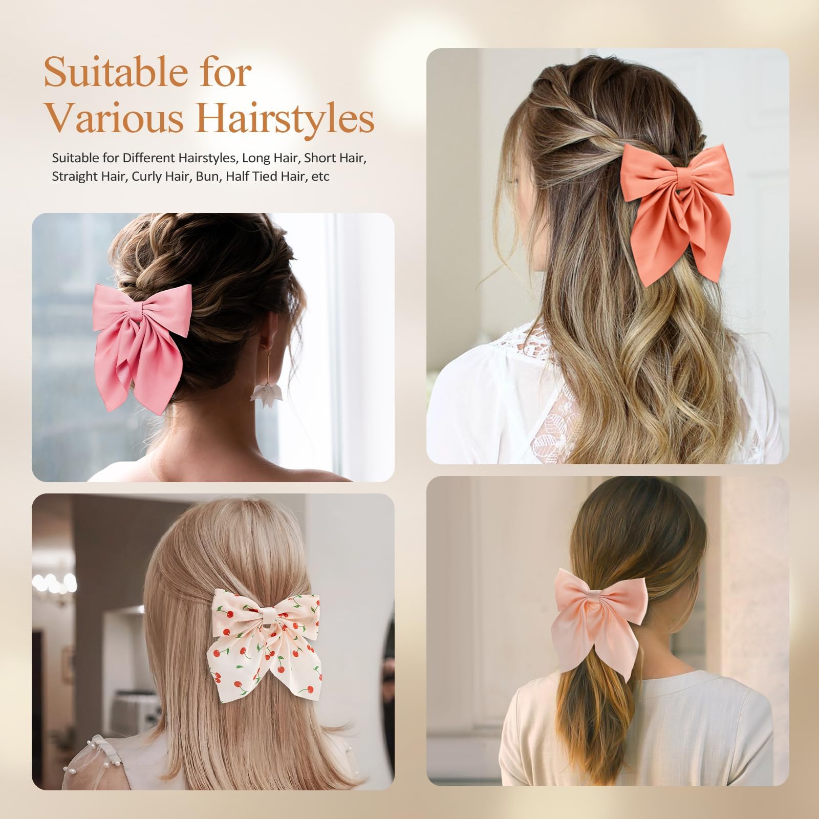 Seiolieliou cherry pink satin bow close-up, smooth texture for comfortable wear.