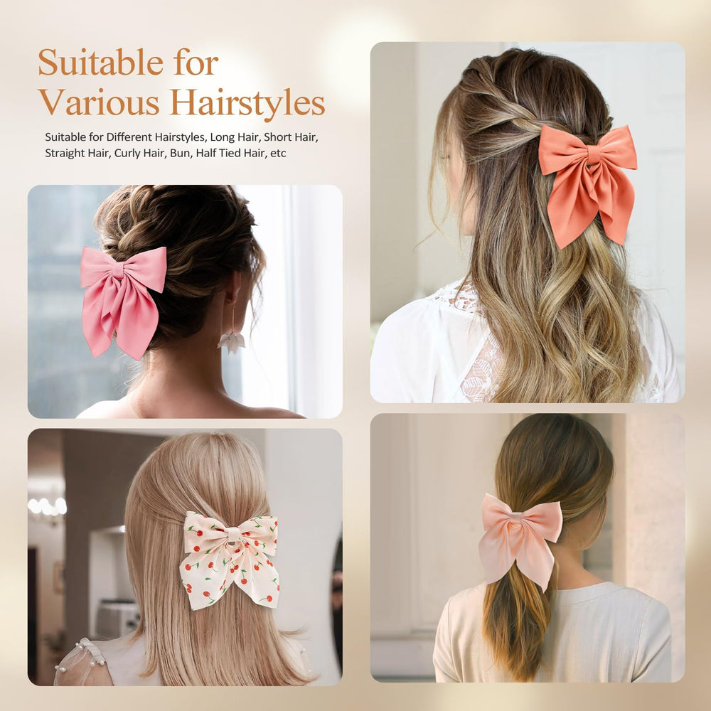 Seiolieliou cherry pink satin bow close-up, smooth texture for comfortable wear.