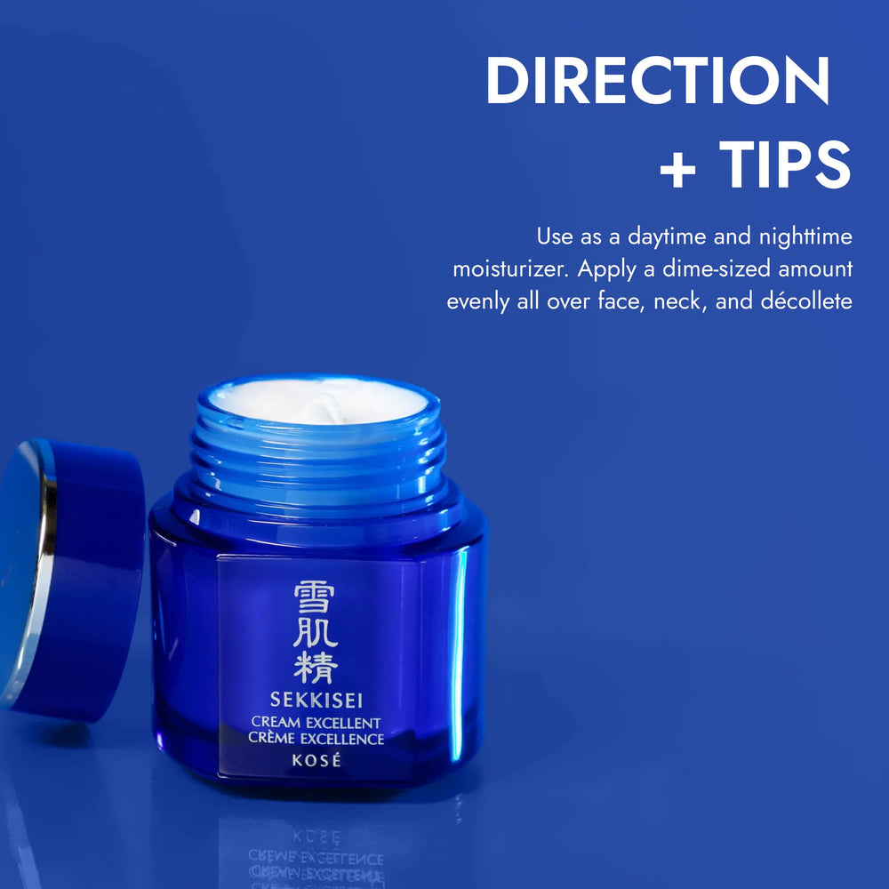 SEKKISEI Cream Excellent label highlights ceramides and hyaluronic acid for hydration.