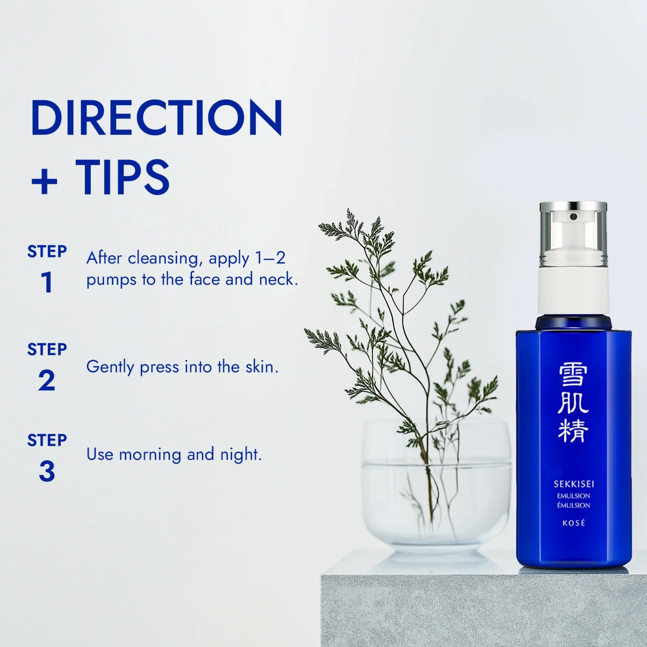 SEKKISEI Emulsion ingredients-coix-seed highlights herbal hydration from Coix Seed extract.