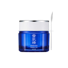 SEKKISEI Herbal Gel jar closeup showing hydrating moisture and translucent glow.